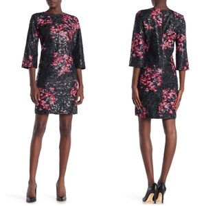 Elegant Black and Pink Floral Dress